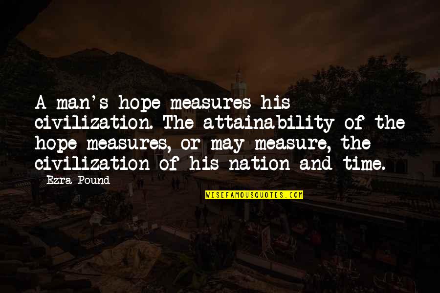 Hamaki Do Cwiczen Quotes By Ezra Pound: A man's hope measures his civilization. The attainability Hamaki Do Cwiczen Quotes By Ezra Pound: A man's hope measures his civilization. The attainability