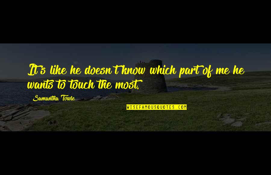 Hamaspik Quotes By Samantha Towle: It's like he doesn't know which part of