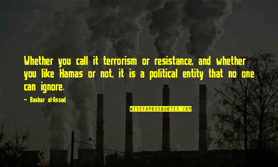 Hamas's Quotes By Bashar Al-Assad: Whether you call it terrorism or resistance, and