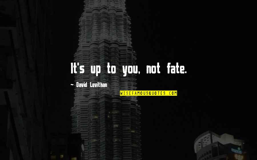 Hambourgaire Quotes By David Levithan: It's up to you, not fate. Hambourgaire Quotes By David Levithan: It's up to you, not fate.