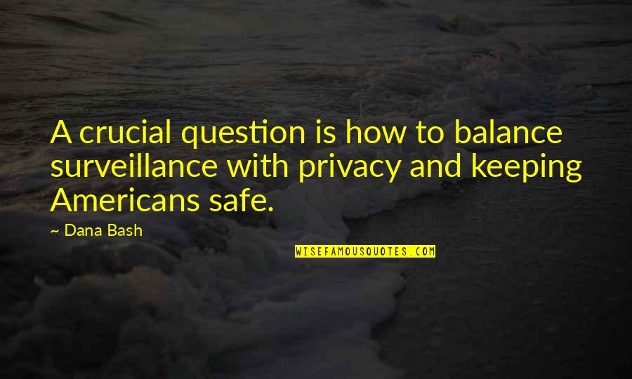 Hameed Khan Quotes By Dana Bash: A crucial question is how to balance surveillance