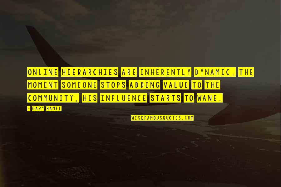 Hamel Quotes By Gary Hamel: Online hierarchies are inherently dynamic. The moment someone Hamel Quotes By Gary Hamel: Online hierarchies are inherently dynamic. The moment someone