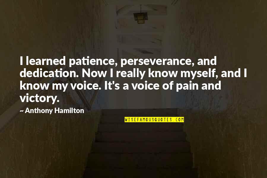 Hamilton's Quotes By Anthony Hamilton: I learned patience, perseverance, and dedication. Now I