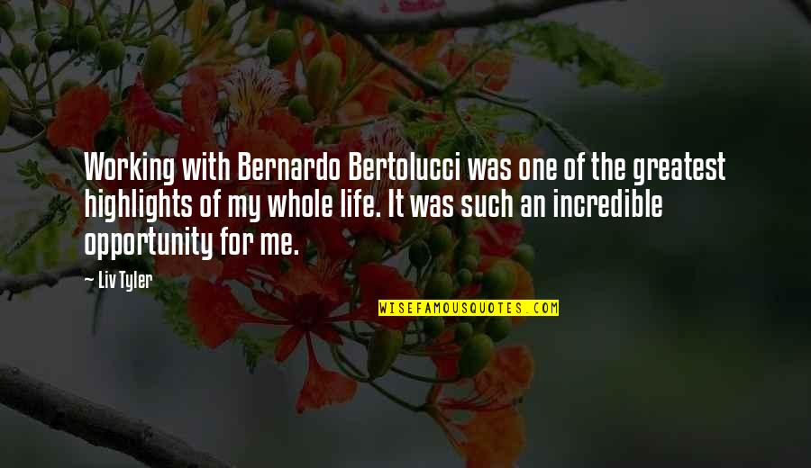 Hamlet Character Analysis Quotes By Liv Tyler: Working with Bernardo Bertolucci was one of the