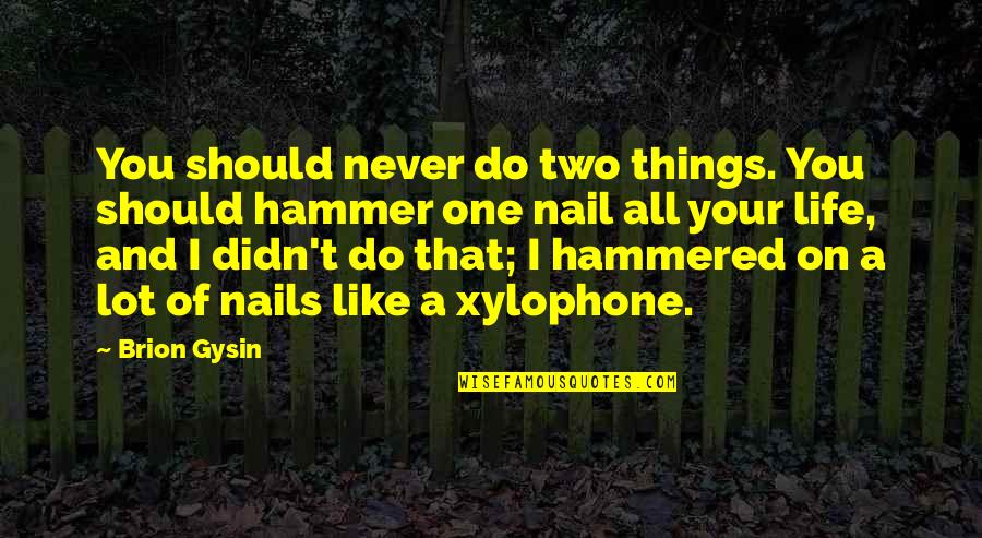 Hammer And Nail Quotes By Brion Gysin: You should never do two things. You should
