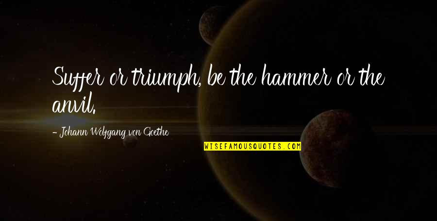 Hammer'd Quotes By Johann Wolfgang Von Goethe: Suffer or triumph, be the hammer or the