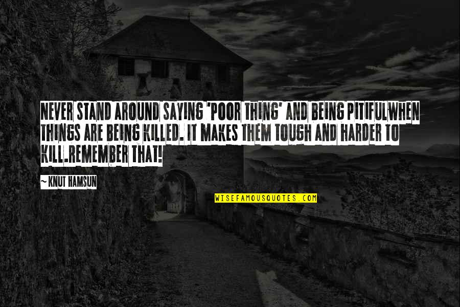 Hamsun Knut Quotes By Knut Hamsun: Never stand around saying 'Poor thing' and being Hamsun Knut Quotes By Knut Hamsun: Never stand around saying 'Poor thing' and being