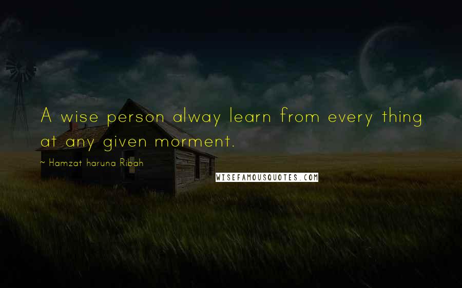 Hamzat Haruna Ribah quotes: A wise person alway learn from every thing at any given morment.