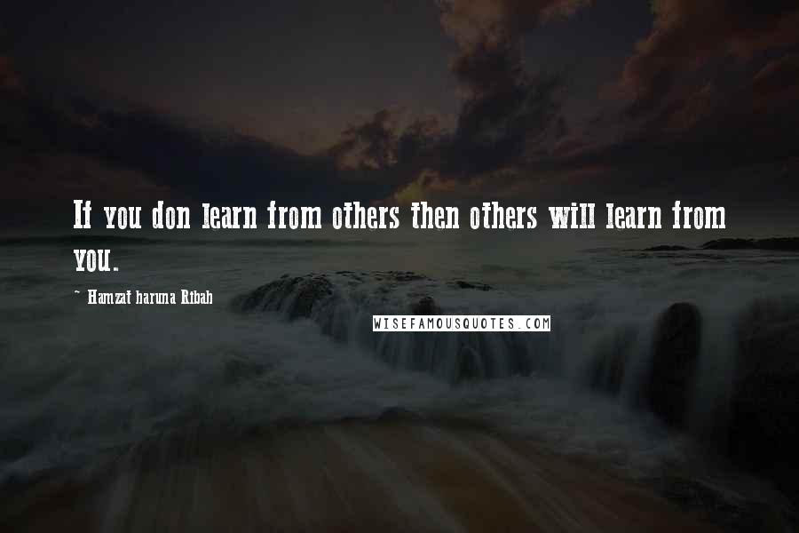 Hamzat Haruna Ribah quotes: If you don learn from others then others will learn from you.