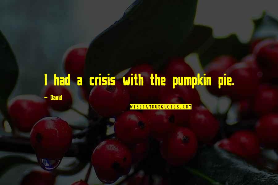 Hananim Quotes By David: I had a crisis with the pumpkin pie.