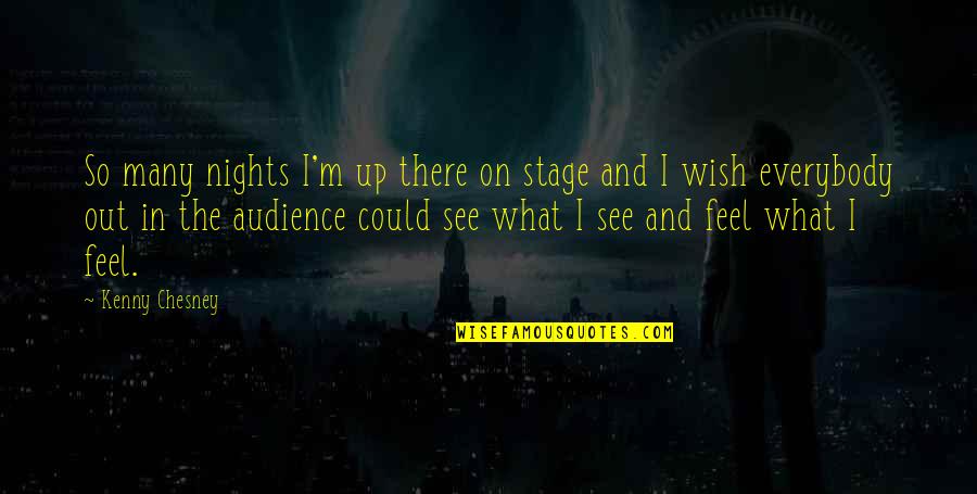 Hanauer Stone Quotes By Kenny Chesney: So many nights I'm up there on stage Hanauer Stone Quotes By Kenny Chesney: So many nights I'm up there on stage