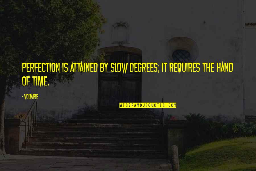 Hand By Hand Quotes By Voltaire: Perfection is attained by slow degrees; it requires