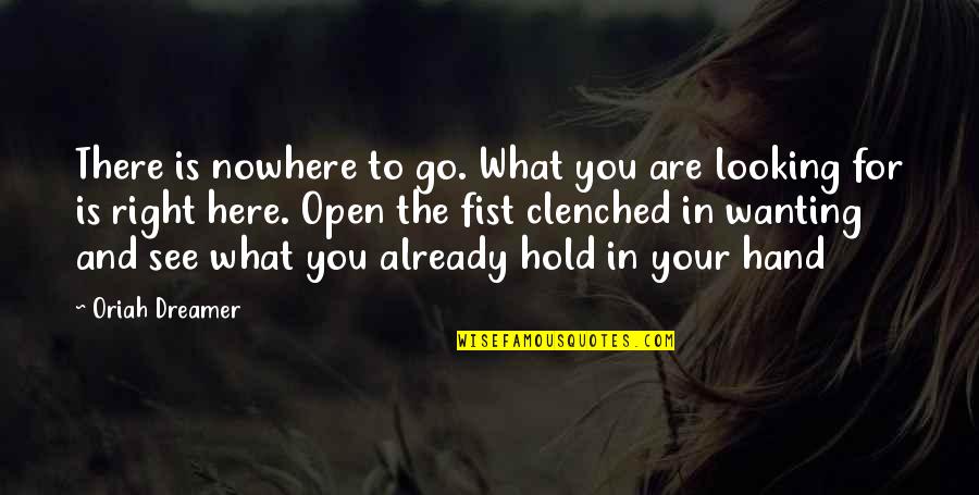 Hand Hold Quotes By Oriah Dreamer: There is nowhere to go. What you are