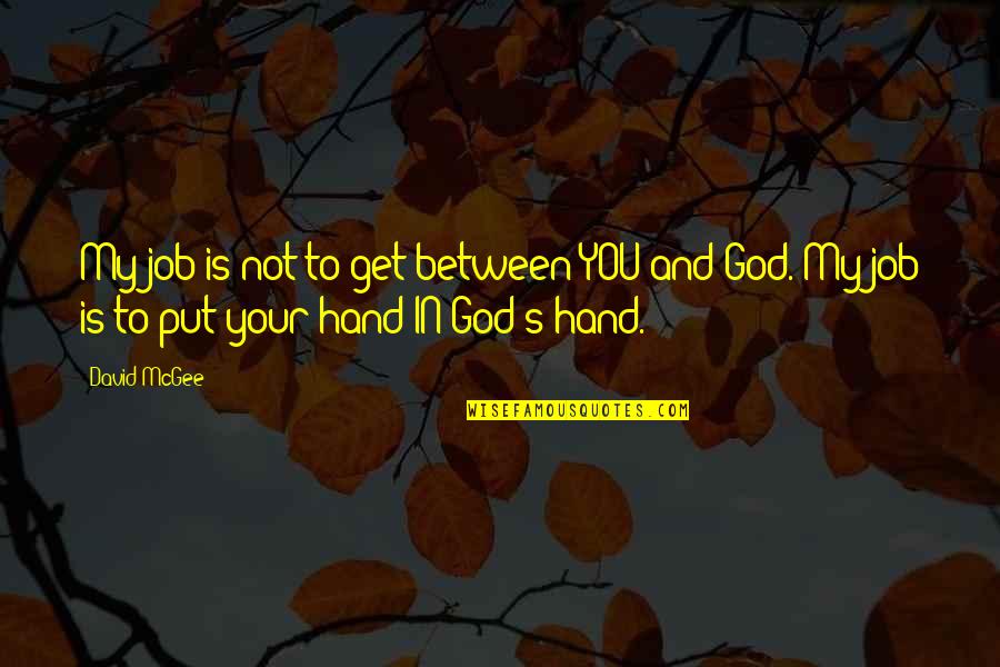 Hand Job Quotes By David McGee: My job is not to get between YOU