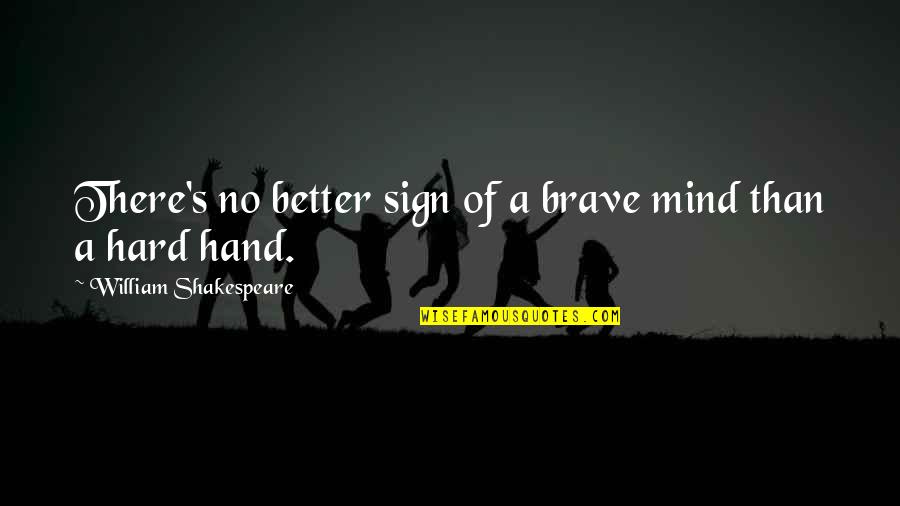 Hand Sign Quotes By William Shakespeare: There's no better sign of a brave mind