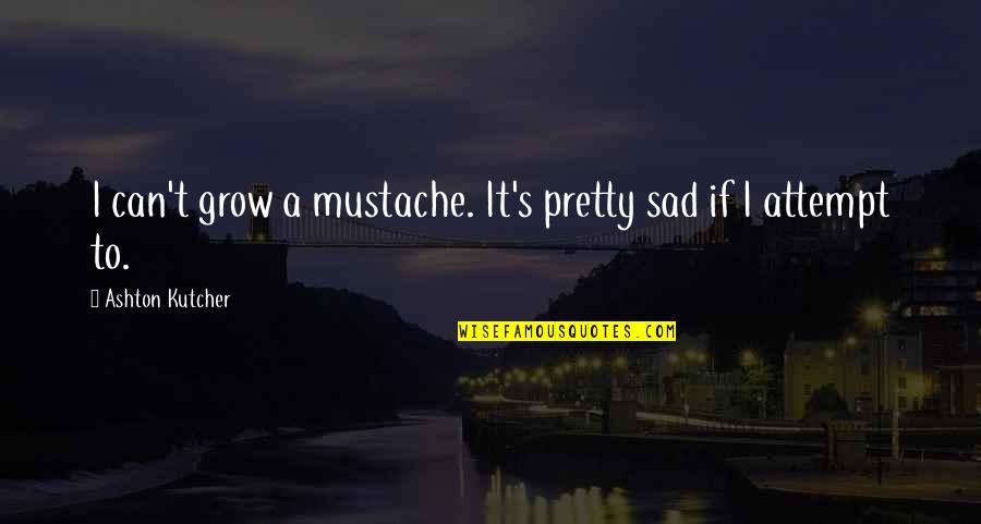 Hand Signal Quotes By Ashton Kutcher: I can't grow a mustache. It's pretty sad