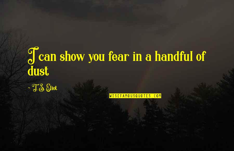 Handful Of Dust Quotes By T. S. Eliot: I can show you fear in a handful