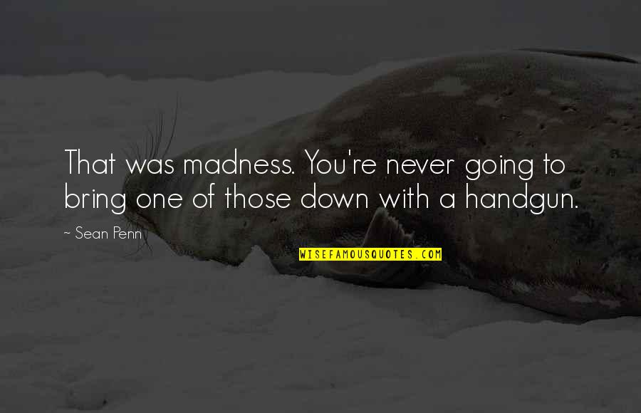 Handgun Quotes By Sean Penn: That was madness. You're never going to bring