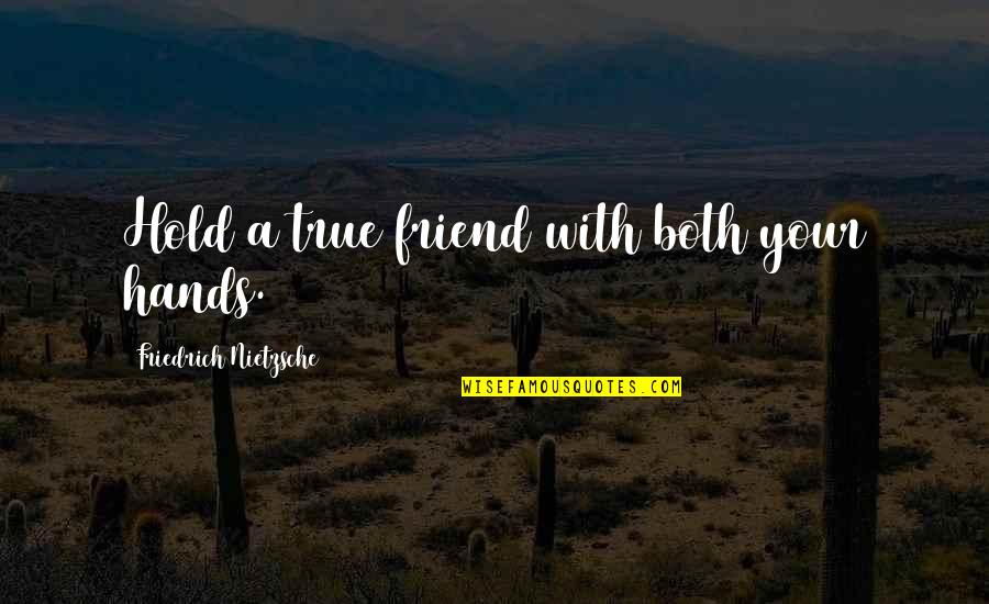 Hands And Friendship Quotes By Friedrich Nietzsche: Hold a true friend with both your hands.