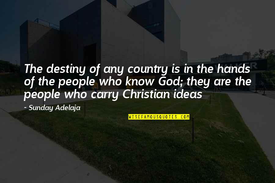 Hands Of God Quotes By Sunday Adelaja: The destiny of any country is in the