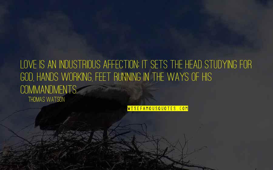 Hands Of God Quotes By Thomas Watson: Love is an industrious affection; it sets the