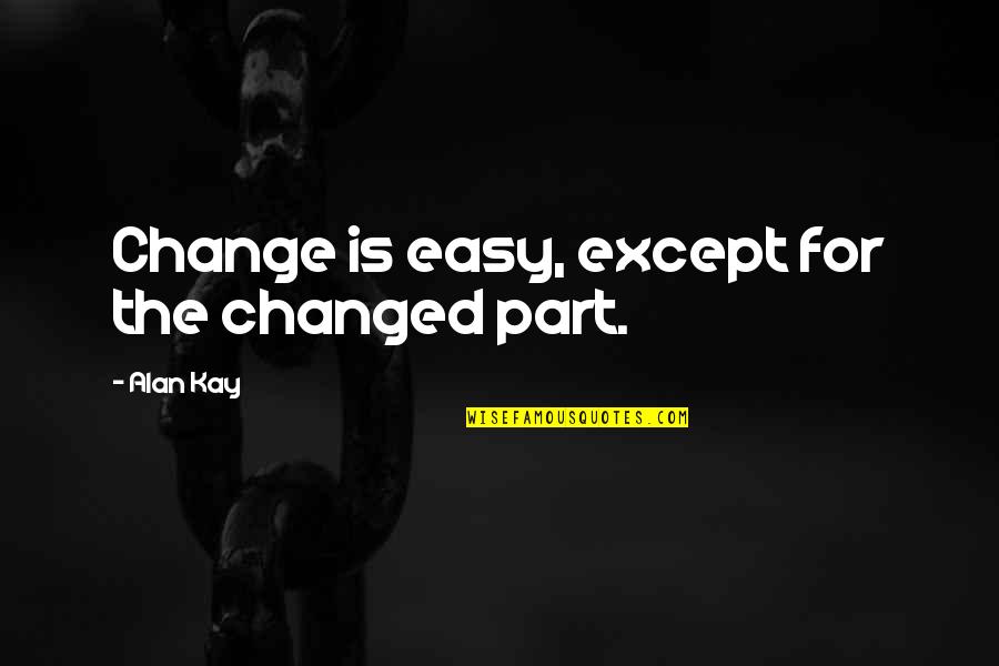 Handschumacher Hot Quotes By Alan Kay: Change is easy, except for the changed part. Handschumacher Hot Quotes By Alan Kay: Change is easy, except for the changed part.