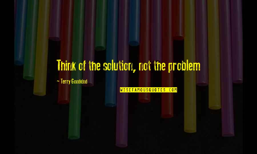 Handsom Quotes By Terry Goodkind: Think of the solution, not the problem