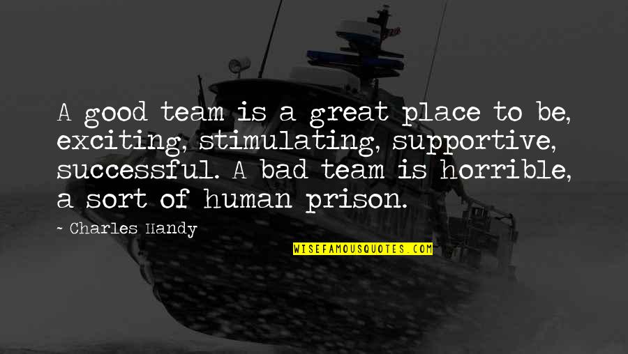 Handy Quotes By Charles Handy: A good team is a great place to Handy Quotes By Charles Handy: A good team is a great place to