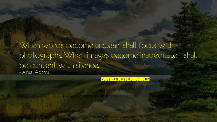 Hanging With The Wrong Crowd Quotes By Ansel Adams: When words become unclear, I shall focus with