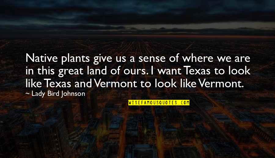 Hangover Pic Quotes By Lady Bird Johnson: Native plants give us a sense of where