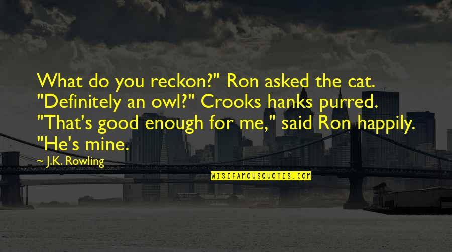 Hanks's Quotes By J.K. Rowling: What do you reckon?" Ron asked the cat.