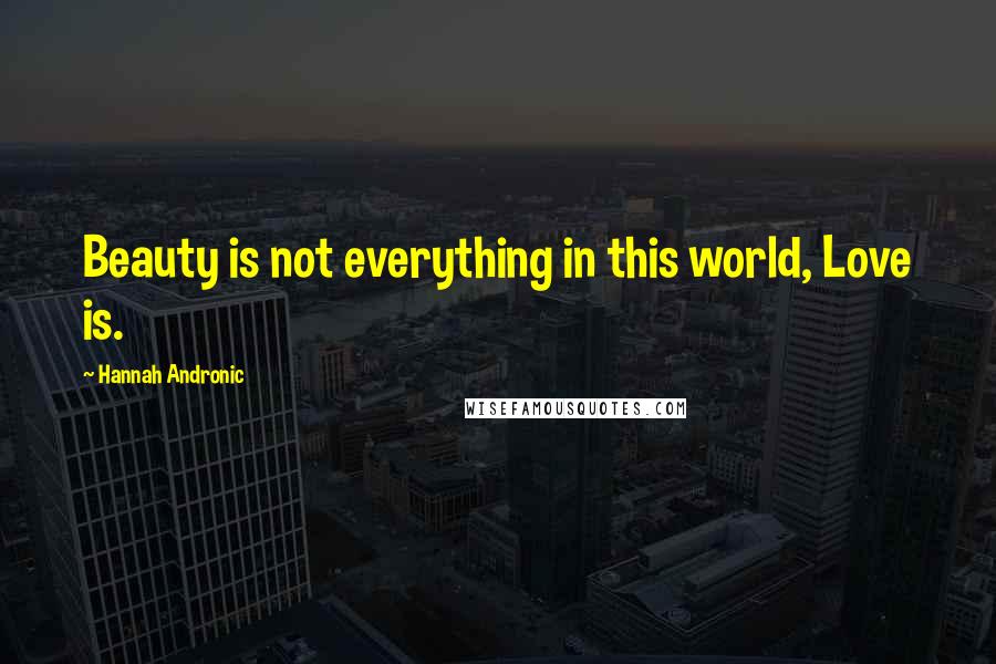 Hannah Andronic quotes: Beauty is not everything in this world, Love is.