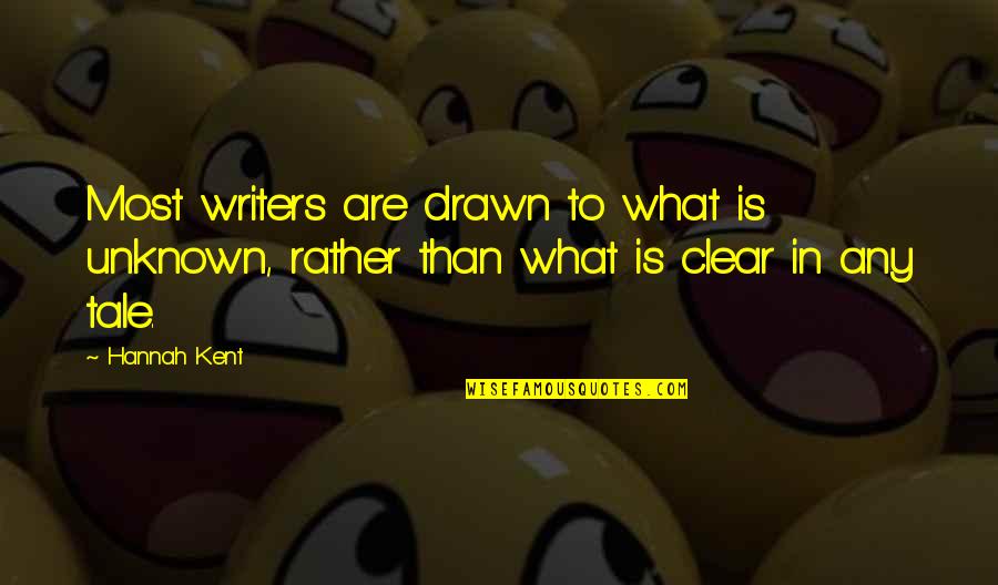 Hannah Kent Quotes By Hannah Kent: Most writers are drawn to what is unknown,