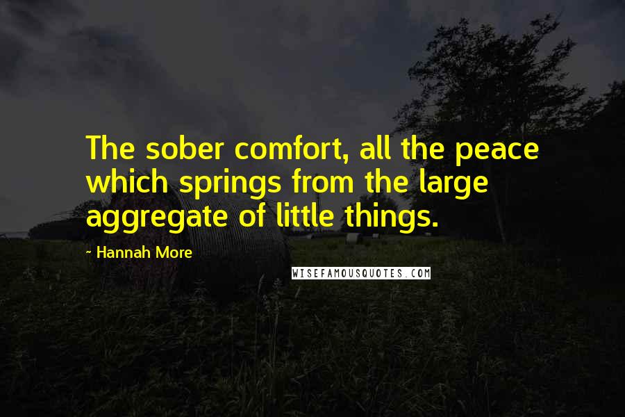 Hannah More quotes: The sober comfort, all the peace which springs from the large aggregate of little things.