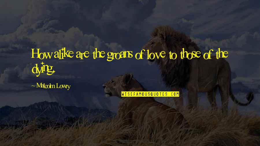 Hanninen Sue Quotes By Malcolm Lowry: How alike are the groans of love to Hanninen Sue Quotes By Malcolm Lowry: How alike are the groans of love to