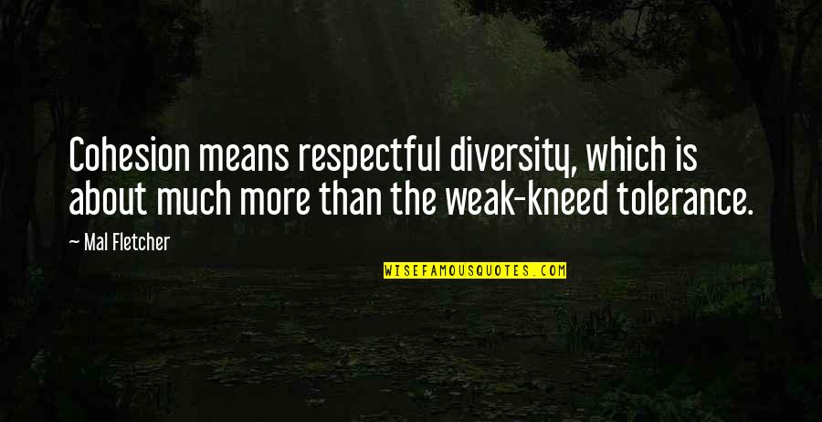 Hannis Bourgeois Quotes By Mal Fletcher: Cohesion means respectful diversity, which is about much Hannis Bourgeois Quotes By Mal Fletcher: Cohesion means respectful diversity, which is about much