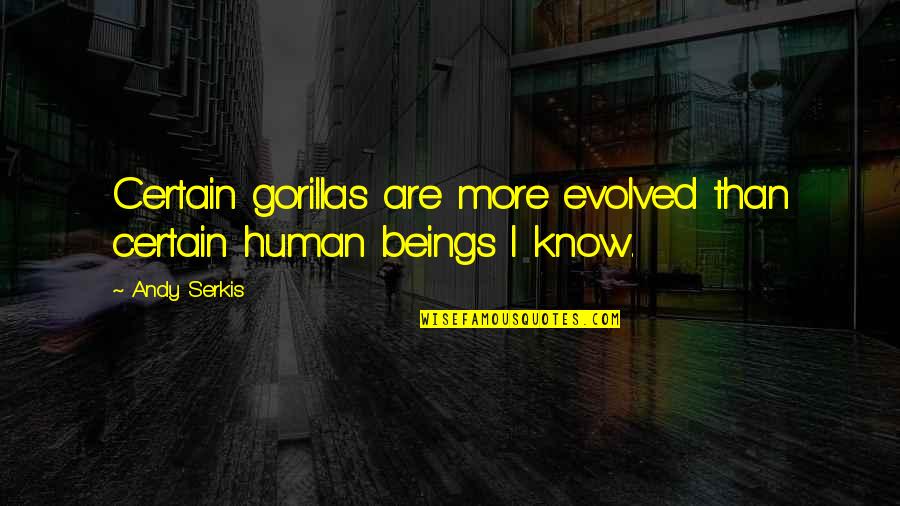 Hanns Johst Quote Quotes By Andy Serkis: Certain gorillas are more evolved than certain human