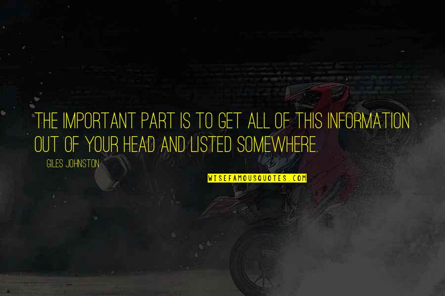 Hanouna Quotes By Giles Johnston: The important part is to get all of