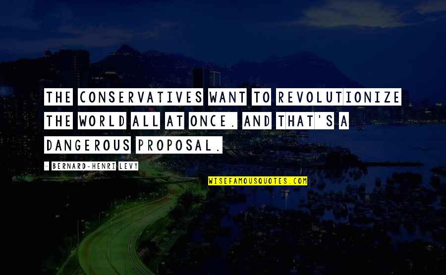 Hans Schemm Quotes By Bernard-Henri Levy: The conservatives want to revolutionize the world all