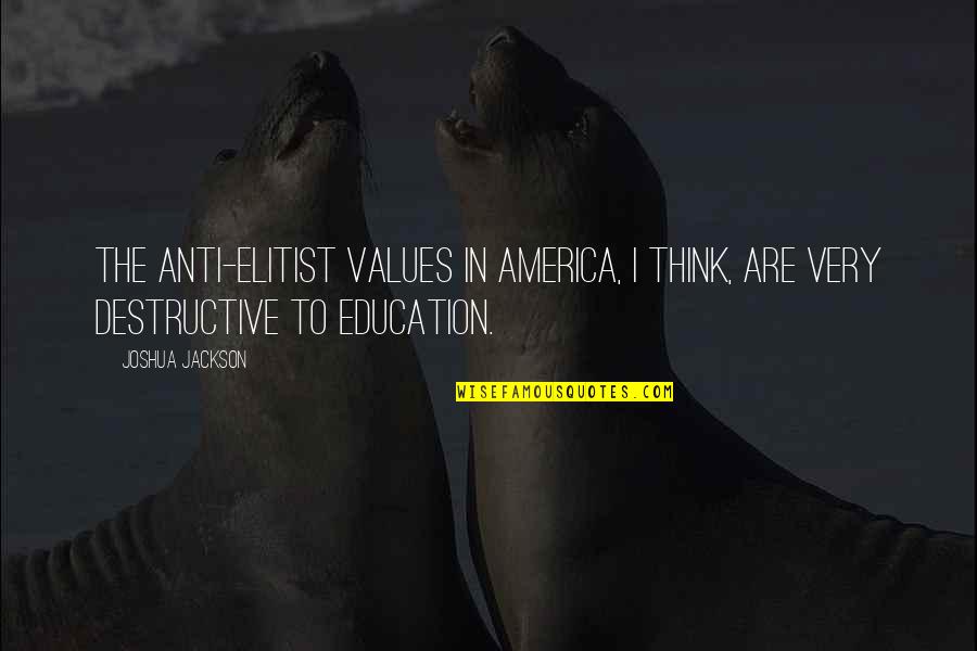 Hansa Wadkar Quotes By Joshua Jackson: The anti-elitist values in America, I think, are
