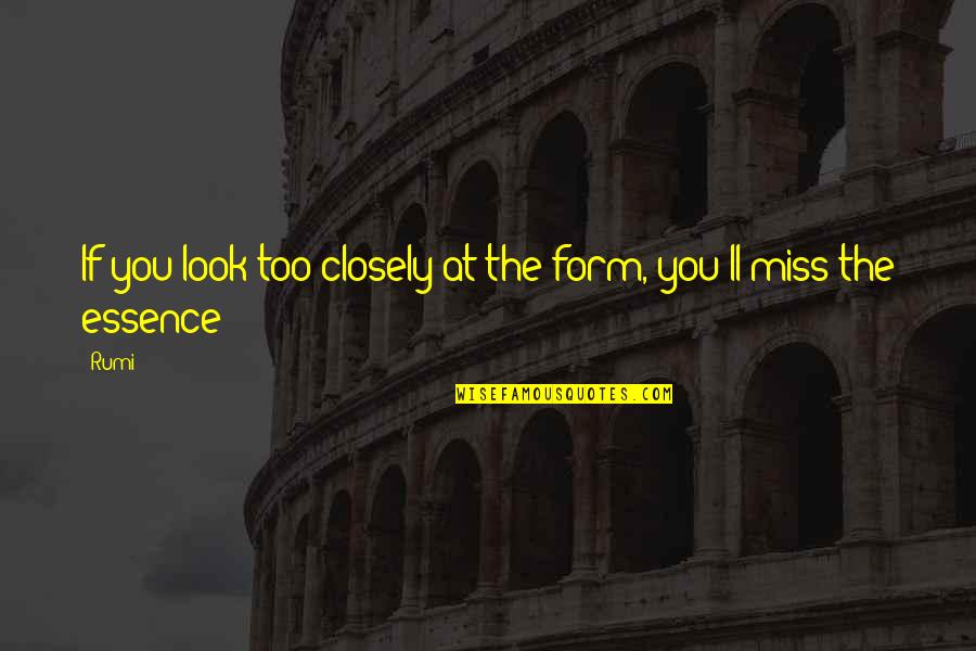 Hansje Brinker Quotes By Rumi: If you look too closely at the form,