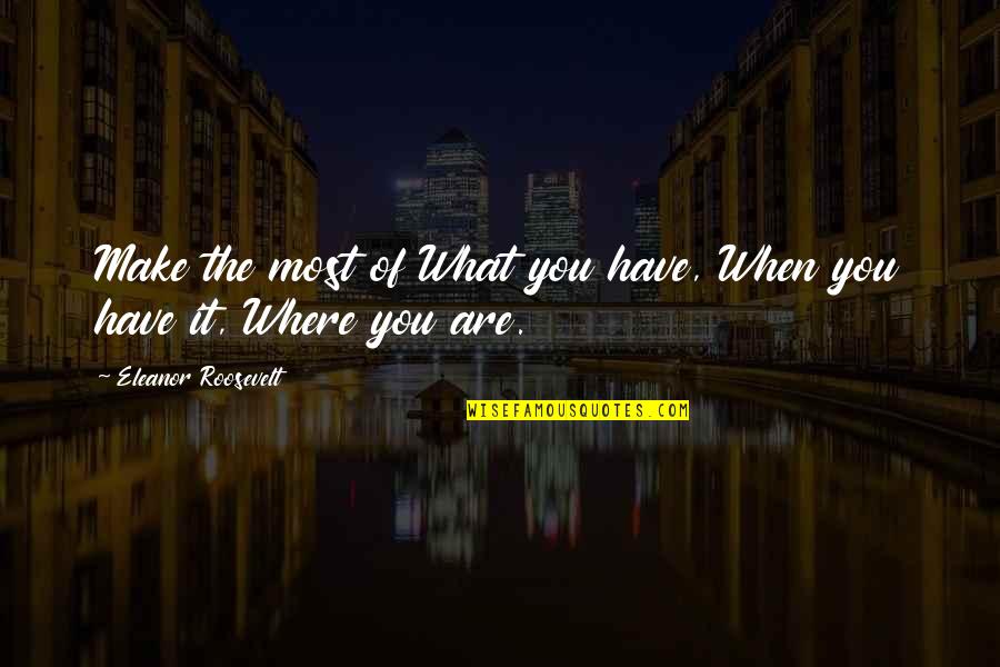 Hansje Schaminee Quotes By Eleanor Roosevelt: Make the most of What you have, When