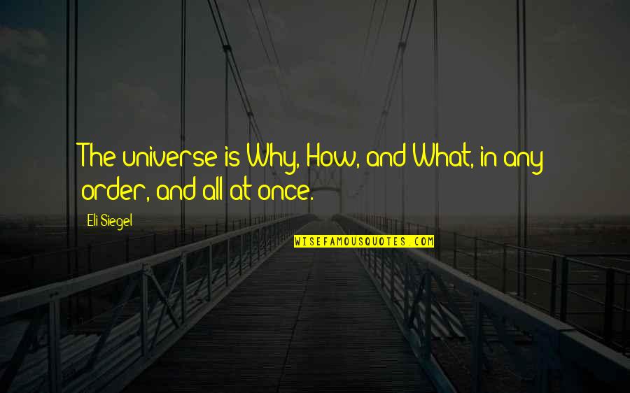 Hanspeter Kyburz Quotes By Eli Siegel: The universe is Why, How, and What, in