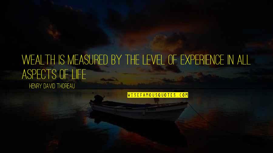 Hanssens Telecom Quotes By Henry David Thoreau: Wealth is measured by the level of experience Hanssens Telecom Quotes By Henry David Thoreau: Wealth is measured by the level of experience
