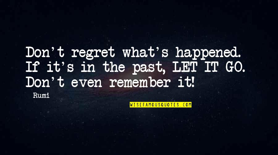 Happened In The Past Quotes By Rumi: Don't regret what's happened. If it's in the