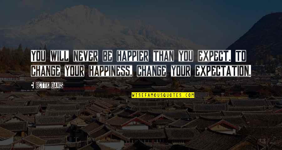 Happier Now Quotes By Bette Davis: You will never be happier than you expect.