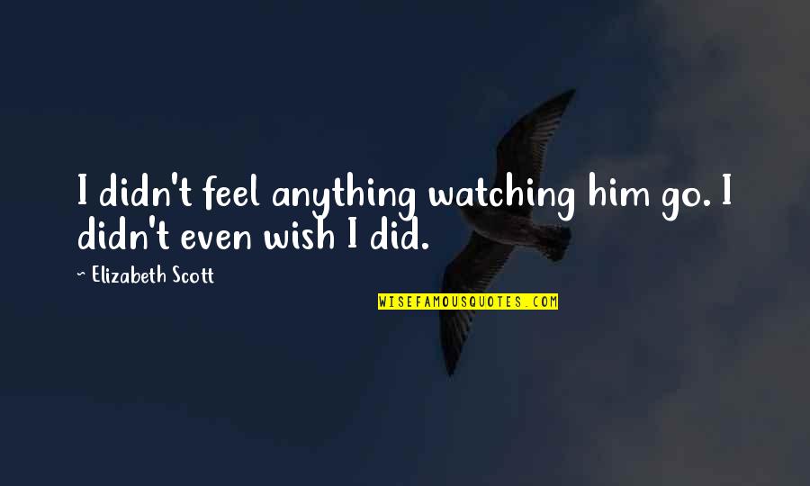 Happiness 1998 Quotes By Elizabeth Scott: I didn't feel anything watching him go. I