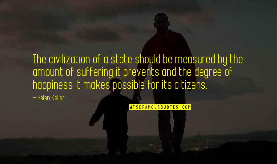 Happiness And Its Quotes By Helen Keller: The civilization of a state should be measured