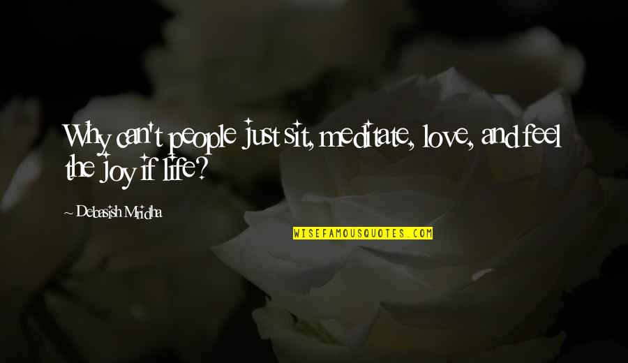 Happiness And Love And Life Quotes By Debasish Mridha: Why can't people just sit, meditate, love, and