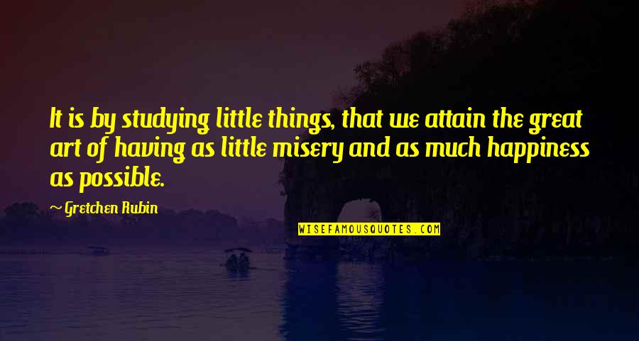 Happiness And Misery Quotes By Gretchen Rubin: It is by studying little things, that we